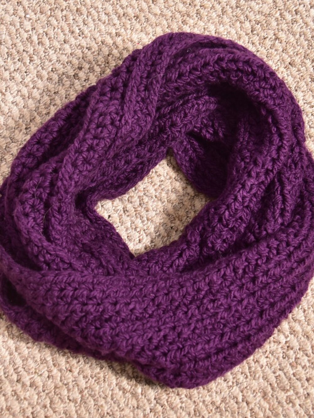 Purple Womens Thick Ribbed Knit Winter Infinity Circle Loop Scarf